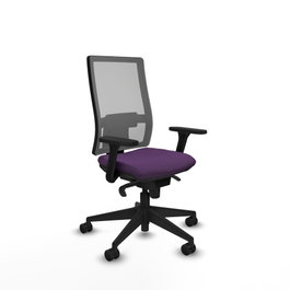 PIQUERAS Y CRESPO Silla de oficina Horna con mecanismo Sincro, Tela Morada y Malla Gris