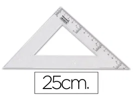 Liderpapel Escuadra 25 cm Plástico Cristal Transparente Biselada Graduada Escala Milímetros