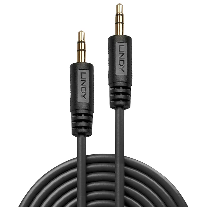 Lindy 35641 Cable de Audio Estéreo 3.5mm Macho a 3.5mm Macho, 1 Metro, Negro