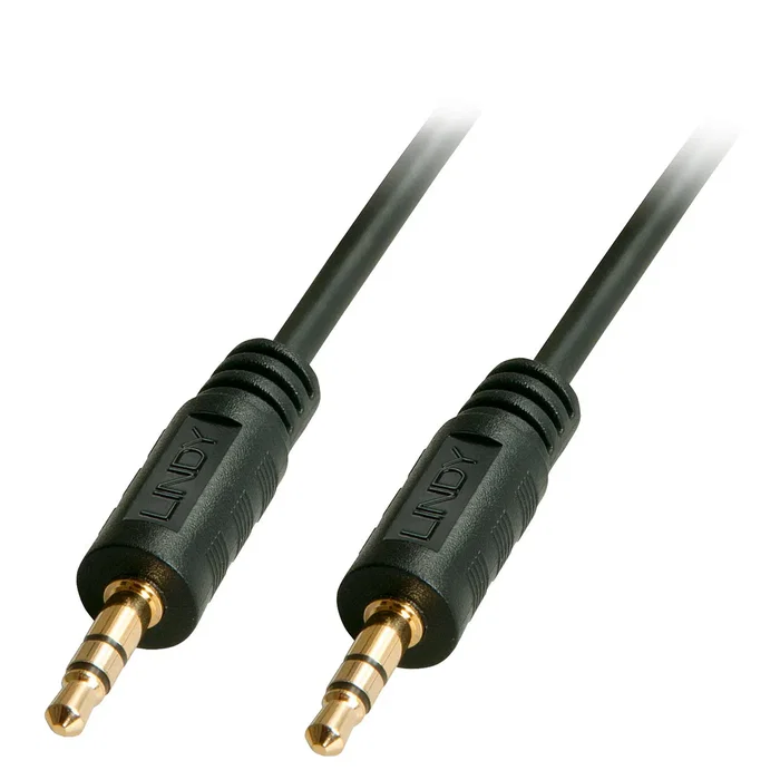 Lindy 35641 Cable de Audio Estéreo 3.5mm Macho a 3.5mm Macho, 1 Metro, Negro