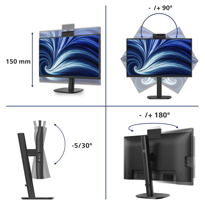 Philips 24B2N3200JH Monitor Profesional 23.8 pulg. Full HD IPS 120 Hz con Webcam