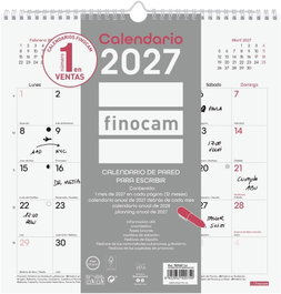 FINOCAM Calendario Chic de Pared 2027 Blanco con Espacio para Escribir