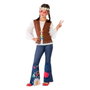 Disfraz Hippie Niña 7-9 Años - Camiseta con Chaqueta y Pantalón Vaquero Multicolor