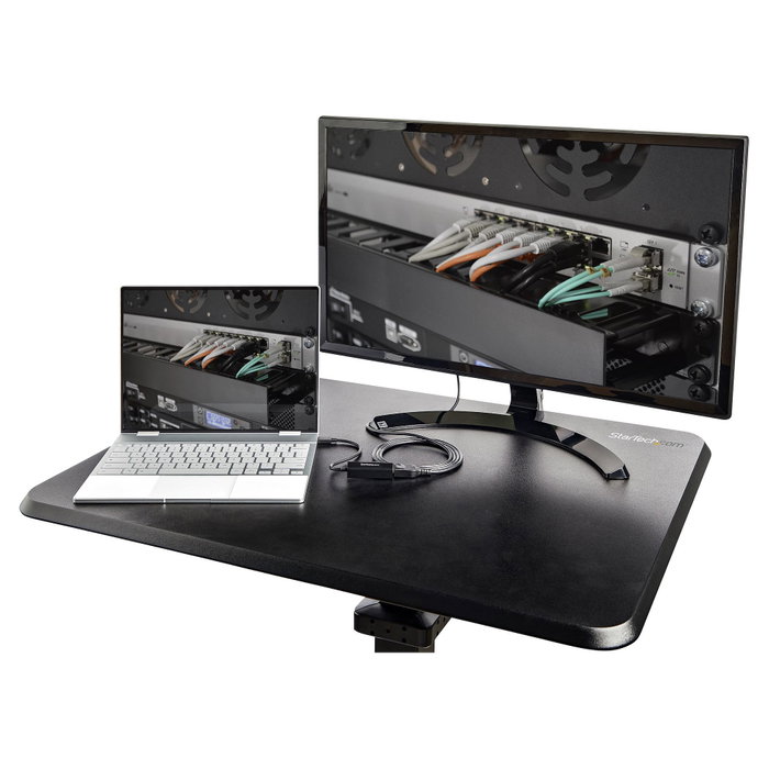 StarTech.com Escritorio de Pie Portátil con Ruedas, Ajuste de Un Toque 750-1200 mm, Soporta 30 kg, Negro, para Ordenador o Portátil, Forma Rectangular 600 x 800 mm