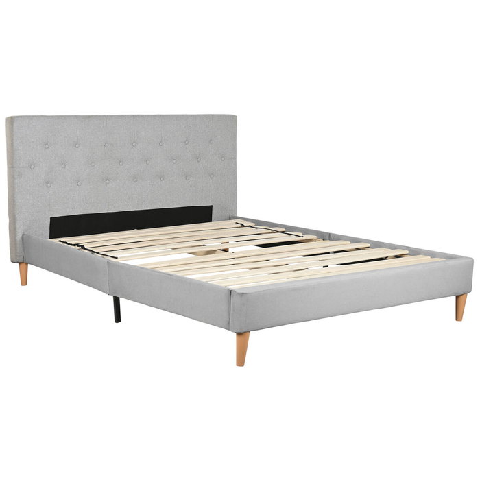 DKD Home Decor Cama de Poliéster Gris Claro con Colchón 150x200