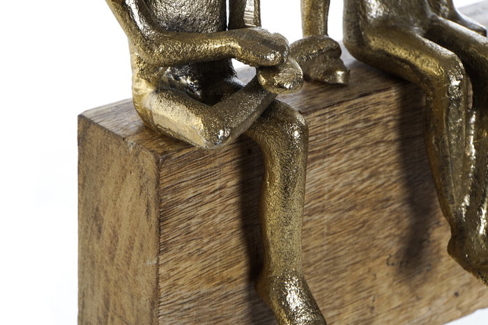 DKD Home Decor Figura de Personas en Mango y Aluminio Dorado