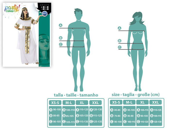 Disfraz Genérico Egipcia Cleopatra Mujer Adulto Blanco Talla M-L