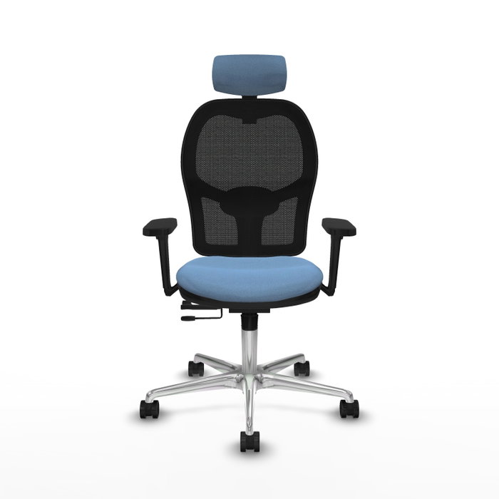 PIQUERAS Y CRESPO Silla de oficina Jorquera con mecanismo Sincro/Traslack, Azul cielo y Negro