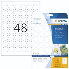 HERMA Etiquetas redondas blancas de 30 mm, 1200 unidades
