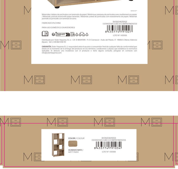 Inde Estantería Cubo de 8 Compartimentos, Medidas 61.2 x 29.7 x 120.8 cm, Color Roble Inde Estantería Cubo de 8 Compartimentos, Medidas 61.2 x 29.7 x 120.8 cm, Color Roble