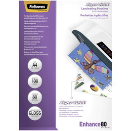Fellowes SuperQuick Fundas de Plastificación A4 Brillantes 80 Micras