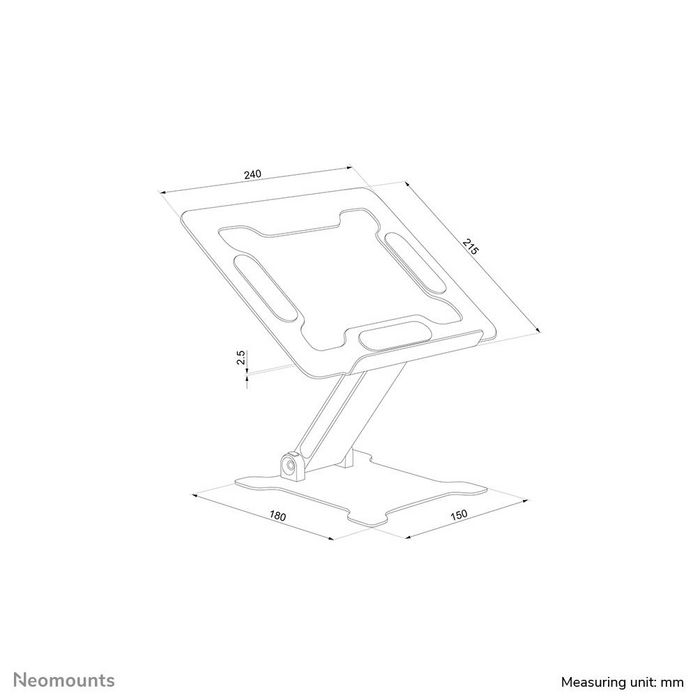 Neomounts DS20-740BL1 Soporte para portátil para pantallas de 11-15", hasta 5 kg, altura ajustable 1,7-16,8 cm, plegable, compacto, negro