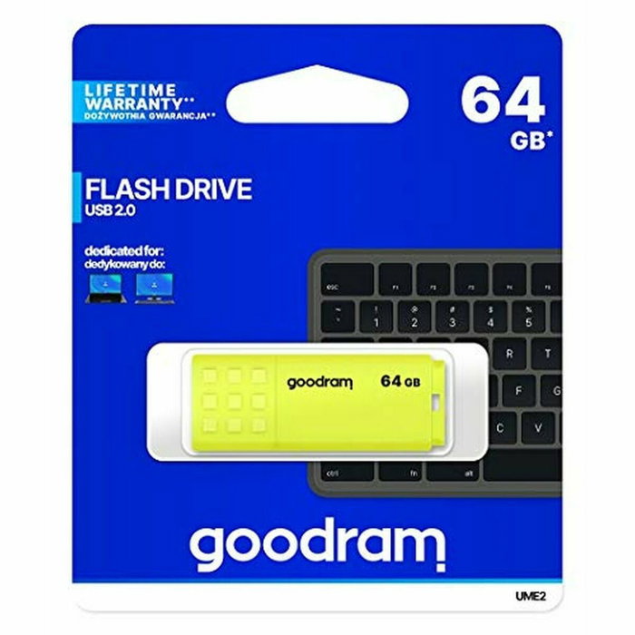 GOODRAM Pendrive UME2 64GB USB 2.0 Amarillo GOODRAM Pendrive UME2 64GB USB 2.0 Amarillo
