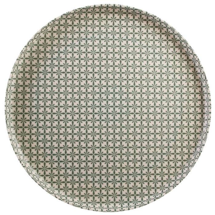 Home Deco Factory Plato de cerámica, colección Little Market, estampado hojas o cuadros, diámetro 25 cm