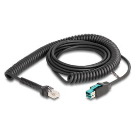 DeLOCK Cable Espiral RJ-45 a USB 2.0 Type-A 3 m Negro