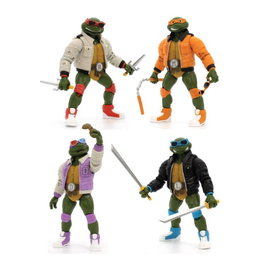 The Loyal Subjects - Surtido 4 Figuras Articuladas Tortugas Ninja Leonardo Raphael Donatello Michelangelo 13 cm con Accesorios - Ref. 850039772078/092/467/528