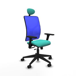 PIQUERAS Y CRESPO Silla de oficina Motilla con mecanismo Sincro/Traslack Turquesa y Azul