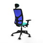 PIQUERAS Y CRESPO Silla de oficina Motilla con mecanismo Sincro/Traslack Turquesa y Azul
