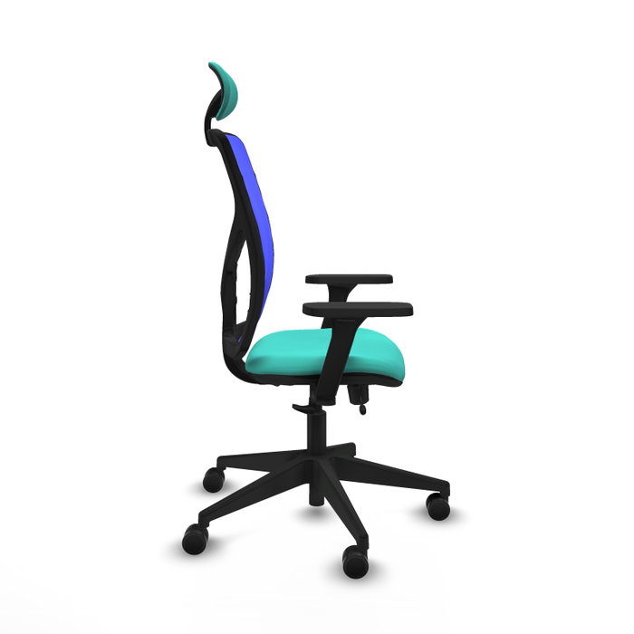 PIQUERAS Y CRESPO Silla de oficina Motilla con mecanismo Sincro/Traslack Turquesa y Azul