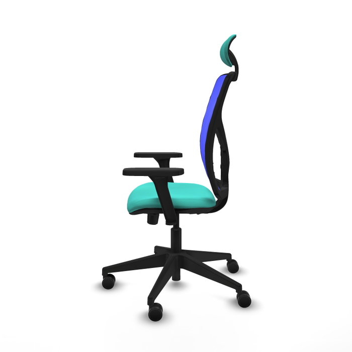 PIQUERAS Y CRESPO Silla de oficina Motilla con mecanismo Sincro/Traslack Turquesa y Azul