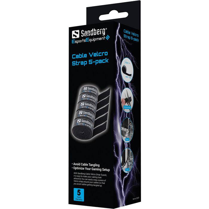 Sandberg Cable Velcro Strap 5-pack - Tiras de velcro para organizar cables, 5 unidades Sandberg Cable Velcro Strap 5-pack - Tiras de velcro para organizar cables, 5 unidades