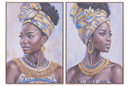 DKD Home Decor Cuadro Lienzo Africana Pack de 2