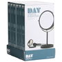 Day Espejo LED Doble Cara 5 Aumentos Iluminado 17 Bombillas Rotación 360º Negro Mate Altura 33 cm Diámetro 17.5 cm