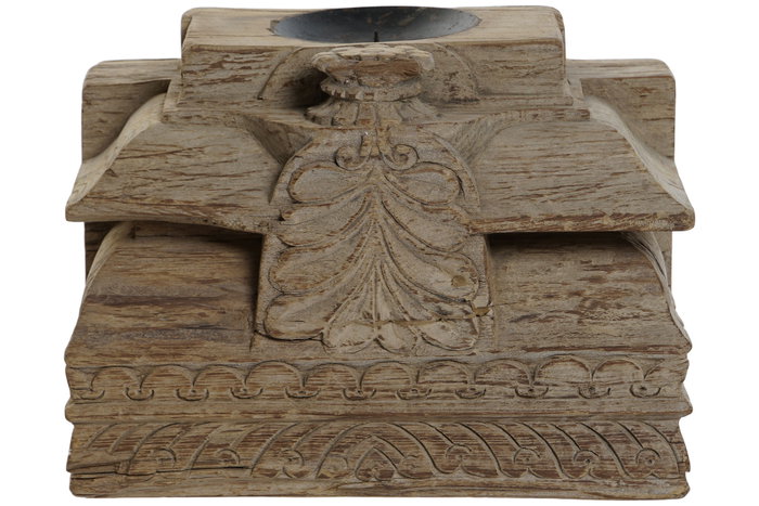 DKD Home Decor Portavela de Teca Pieza Única