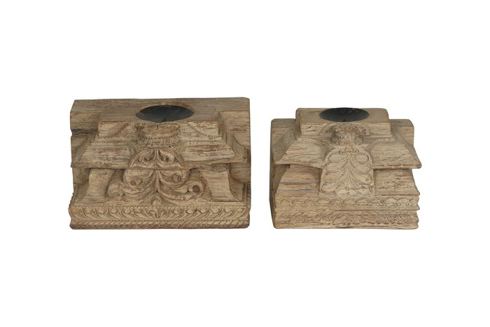DKD Home Decor Portavela de Teca Pieza Única