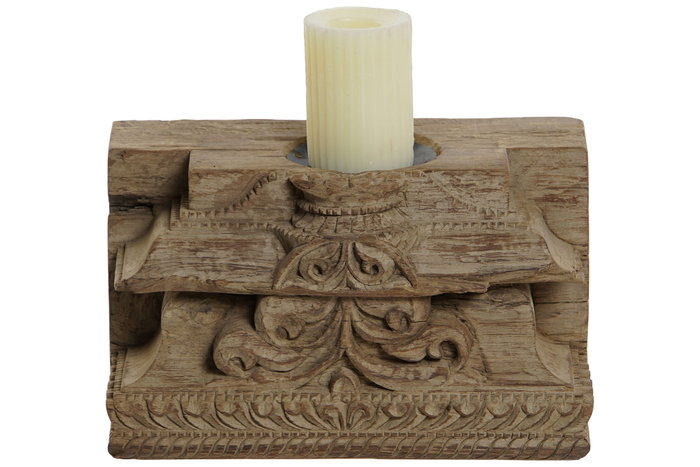 DKD Home Decor Portavela de Teca Pieza Única