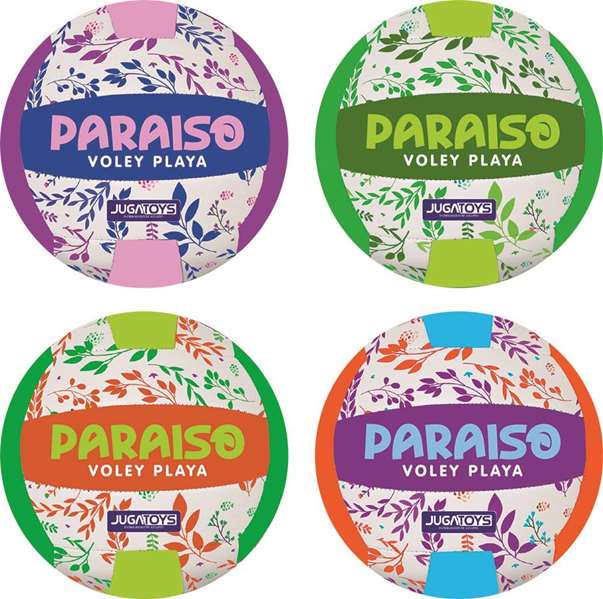 Balón volley playa paraíso, tacto suave, 21 cm, 270-290 gr. - modelos surtidos