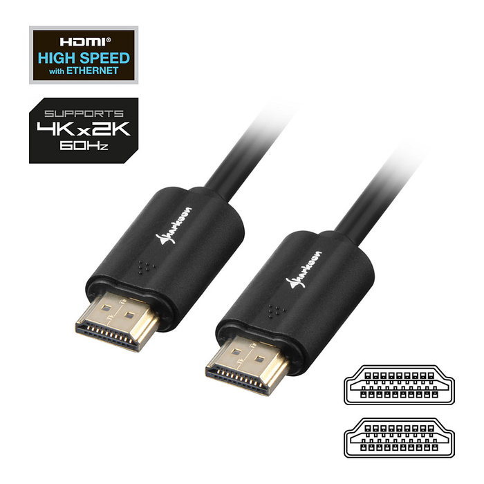 Sharkoon Cable HDMI 4K 2.0 de 3m Negro