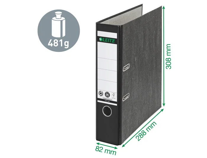 Leitz Archivador de Palanca A4 Lomo 80mm Negro Cartón Reciclado