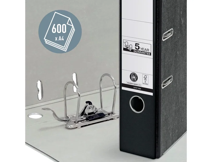 Leitz Archivador de Palanca A4 Lomo 80mm Negro Cartón Reciclado