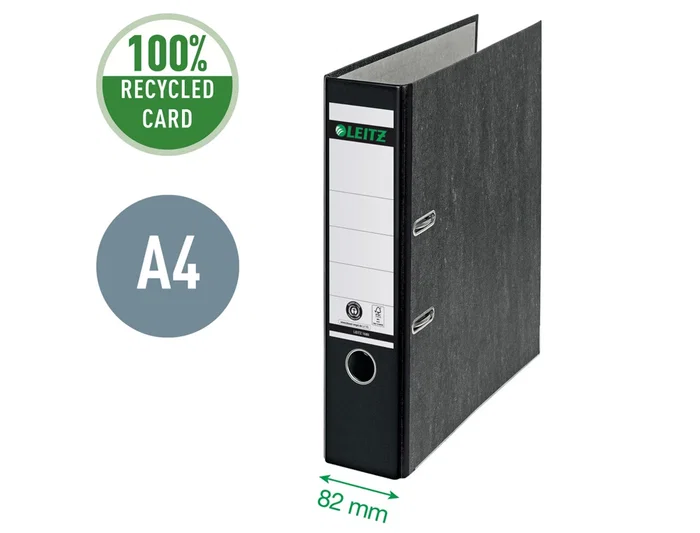 Leitz Archivador de Palanca A4 Lomo 80mm Negro Cartón Reciclado