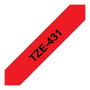 Brother TZe-431 Cinta laminada 12mm Rojo/Negro