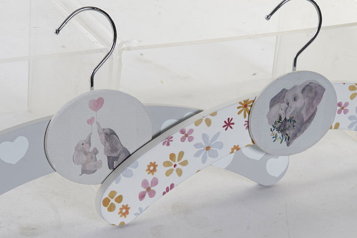 DKD Home Decor Percha Baby Gris Madera Metal Elefante 1.2 x 16 x 35 cm (8 Unidades)