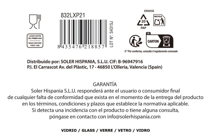 La Mediterranea Copa Sidari 350 cc Mora, 9 cm de diámetro x 17 cm de alto (36 Unidades)