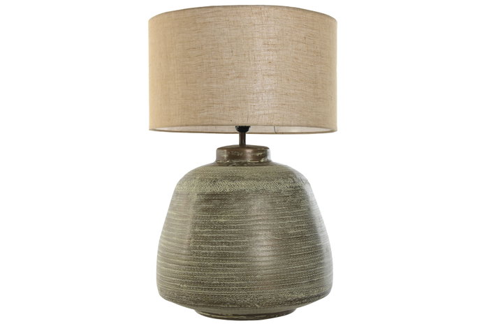 DKD Home Decor Lámpara de Sobremesa de Aluminio Patinado Cobre y Beige Mundra DKD Home Decor Lámpara de Sobremesa de Aluminio Patinado Cobre y Beige Mundra