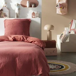 Today Juego de cama 123334 1 persona 140x200 cm Gasa de algodón lisa Terracota