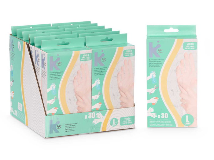Arte Regal Set 30 Guantes Vinilo Talla L 11x4x22 cm (Set de 12)