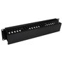 StarTech.com Panel de Gestión de Cableado Horizontal 2U, Canaleta con Cubierta para Racks, Plástico/Acero Negro, EIA RS310-D, 482 x 79 x 88.1 mm