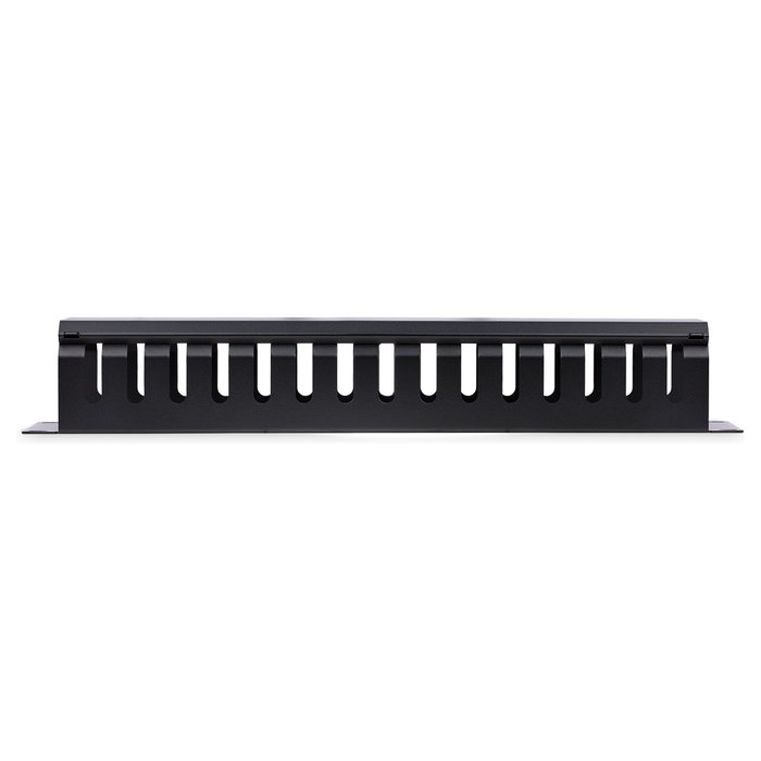 StarTech.com Panel de Gestión de Cableado Horizontal 2U, Canaleta con Cubierta para Racks, Plástico/Acero Negro, EIA RS310-D, 482 x 79 x 88.1 mm
