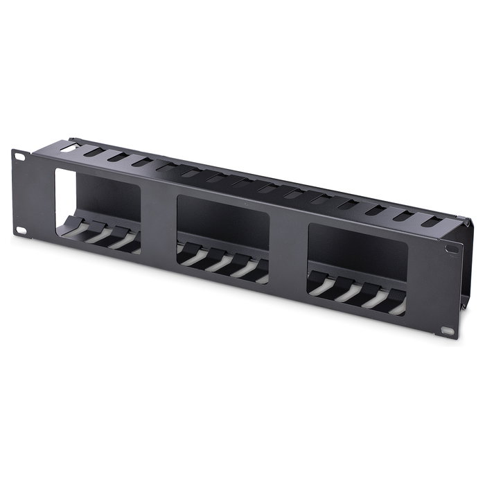 StarTech.com Panel de Gestión de Cableado Horizontal 2U, Canaleta con Cubierta para Racks, Plástico/Acero Negro, EIA RS310-D, 482 x 79 x 88.1 mm