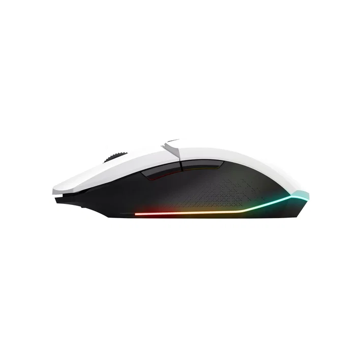 Trust Gaming GXT 110 Felox - Ratón Gaming Inalámbrico para Diestros, 4800 DPI, Recargable, LED Multicolor, 6 Botones, Blanco