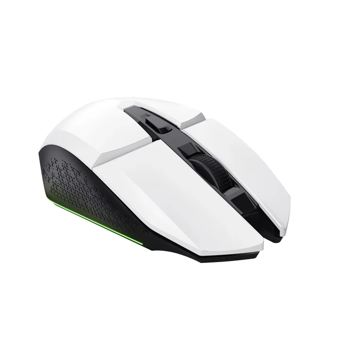 Trust Gaming GXT 110 Felox - Ratón Gaming Inalámbrico para Diestros, 4800 DPI, Recargable, LED Multicolor, 6 Botones, Blanco