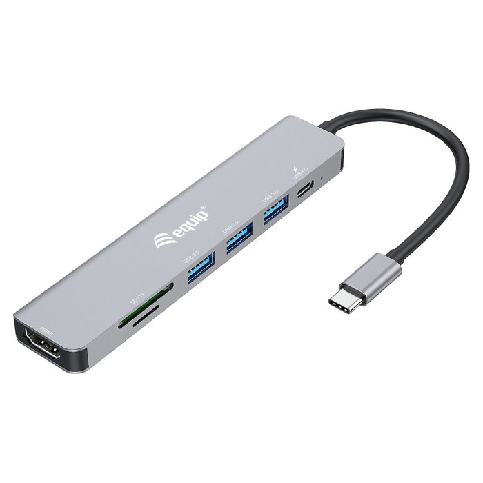 Equip Docking USB-C 7 en 1 con HDMI 4K/60Hz y 100W PD Plata Equip Docking USB-C 7 en 1 con HDMI 4K/60Hz y 100W PD Plata