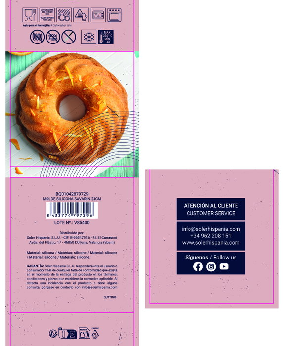 Quttin Molde de Silicona Savarin 23cm Quttin Molde de Silicona Savarin 23cm