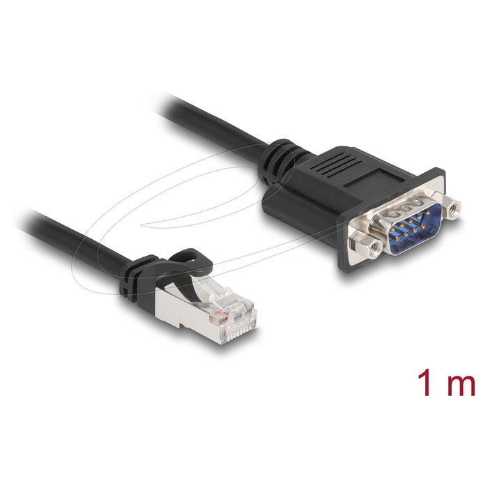 DeLOCK 64351 Cable CAN Bus RJ45 a D-Sub 9 Pin Macho con Tuercas, Cat.5e STP, 1 m, Negro