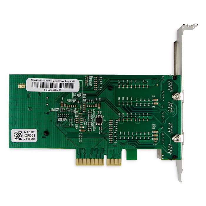 Digitus Tarjeta de Red PCI Express I350, 4 Puertos RJ45 Gigabit, Intel, 5000 Mbit/s, Jumbo Frames, para PC/Server Windows/Linux